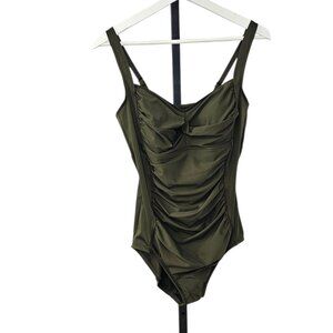 Miradonna by Miraclesuit Ruched One Piece Swimsuit, Flattering, Green, Size 14